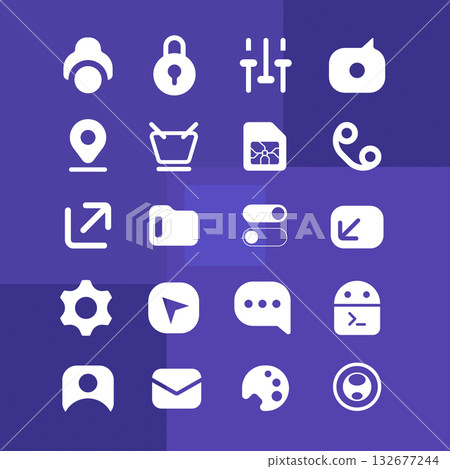 White App Icon Set on Purple Background Vector Illustration White App Icon Set on Purple Background Vector Illustration 132677244