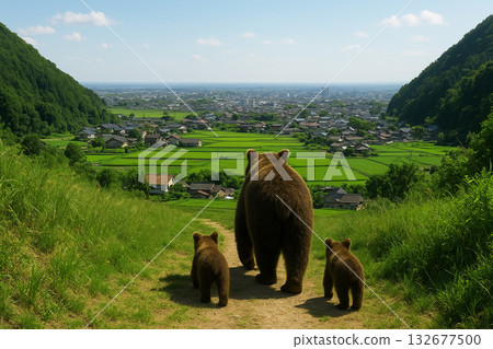 人工智慧生成的圖像(母熊帶著幼崽進入村莊) 人工智慧生成的圖像(母熊帶著幼崽進入村莊) 132677500
