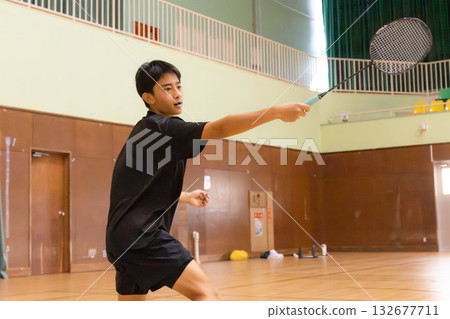 Badminton club activity scene Badminton club activity scene 132677711