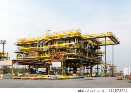 Offshore platform under construction. Offshore platform under construction. 132678731