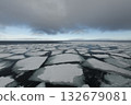 Sea ice in the Barents Sea near Franz Josef Land in summer  132679081
