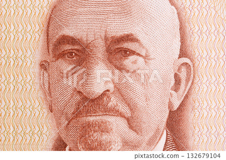 Chaim Weizmann a closeup portrait from Israeli money 132679104