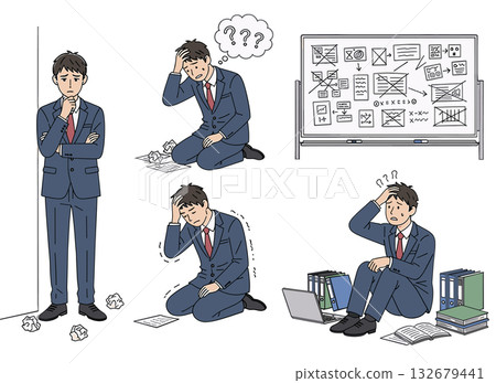 一位憂心忡忡的年輕上班族 132679441