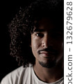 Young african-american man with curly hair posing in the shadows 132679628
