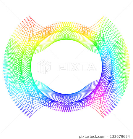 Simple rainbow line frames with double stroke. Monogram blank for text decoration. 132679654