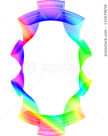 Simple rainbow line frames with double stroke. Monogram blank for text decoration. 132679656