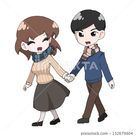 男女手牽手散步 1(秋季/冬季) 男女手牽手散步 1(秋季/冬季) 132679804