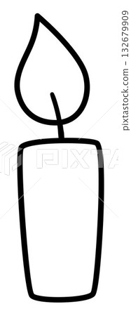 Vector black and white Christmas candle. Cute winter candlestick illustration isolated on white background. Funny cartoon New Year holiday line icon, coloring page Vector black and white Christmas candle. Cute winter candlestick illustration isolated on white background. Funny cartoon New Year holiday line icon, coloring page 132679909