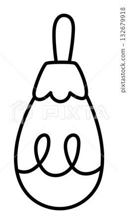 Vector black and white decorated red Christmas ball for fir tree decor. Cute winter ornament illustration. New Year cartoon decoration element. Funny holiday line icon, coloring page Vector black and white decorated red Christmas ball for fir tree decor. Cute winter ornament illustration. New Year cartoon decoration element. Funny holiday line icon, coloring page 132679918