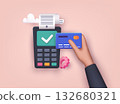 Contactless payment. Male hand holding credit card. Illustration of wireless mobile payment by credit card. 3D Vector Illustrations. Contactless payment. Male hand holding credit card. Illustration of wireless mobile payment by credit card. 3D Vector Illustrations. 132680321