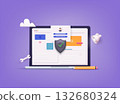 Online file server protection system concept with computer and lock. 3D Web Vector Illustrations. Online file server protection system concept with computer and lock. 3D Web Vector Illustrations. 132680324