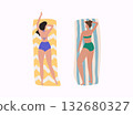 Women on the beach. Summer holiday. Women on the beach. Summer holiday. 132680327