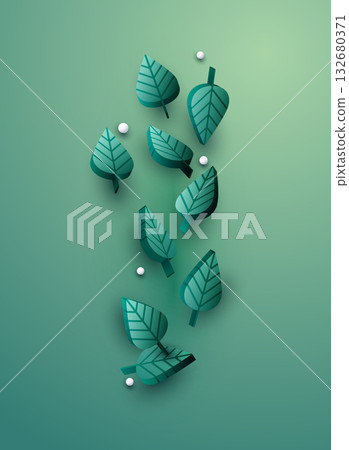 Illustration of green leafs in 3d style. Vector Illustrations. Illustration of green leafs in 3d style. Vector Illustrations. 132680371