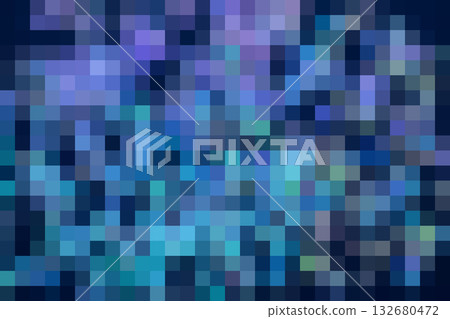 Abstract blue mosaic of digital pixels for modern technology and design visuals 132680472