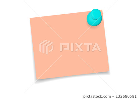 Pinned paper sheet vector illustration. Realistic note or memo for office, education, or creative reminder design. 132680581
