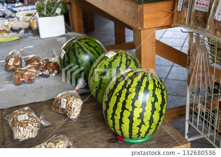 Watermelons sold at roadside stations 132680586