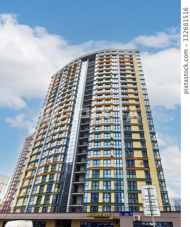 New building in Minsk , Belarus . Beautiful building with tinted windows New building in Minsk , Belarus . Beautiful building with tinted windows 132681516