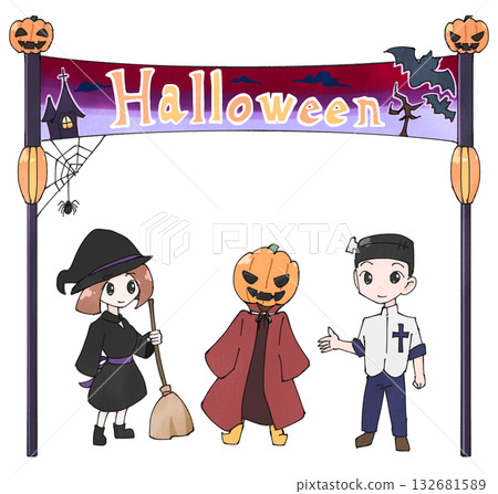 Children wearing Halloween costumes 132681589