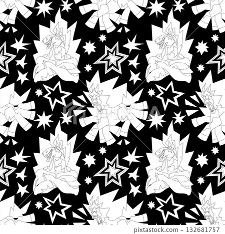 Fire Horse Seamless Pattern Vector 132681757