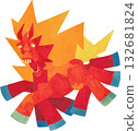 Fire Horse Running Watercolor Illustration Fire Horse Running Watercolor Illustration 132681824