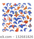 Graphic medieval floral elements Graphic medieval floral elements 132681826