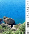 View of the blue sea from the cliffs of Antalya Turkey 132681944