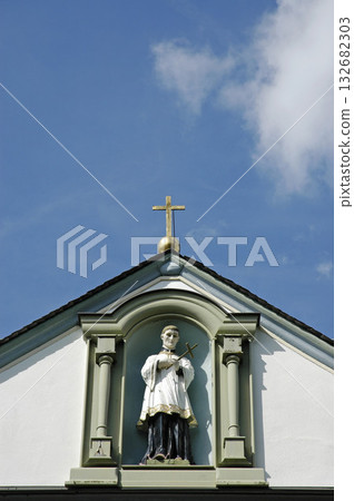 Facade, detail, St. Mary school, Brilon, North Rhine-Westphalia, Germany Facade, detail, St. Mary school, Brilon, North Rhine-Westphalia, Germany 132682303