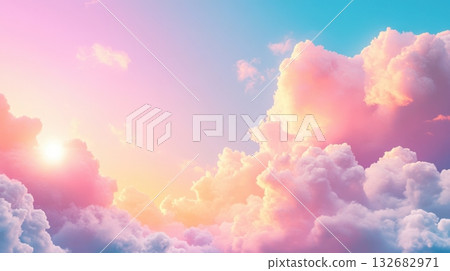 Soft Pastel Clouds Gently Fill The Sky 132682971