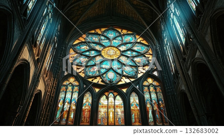 Colorful Stained Glass Window In A Cathedral 132683002
