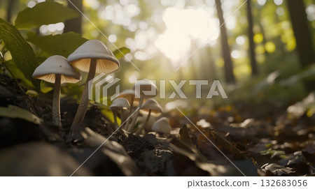Wild mushroom foraging in the forest 132683056