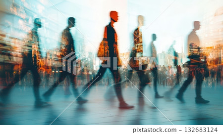 Multiple Exposure Effect Showing Persons Moving 132683124