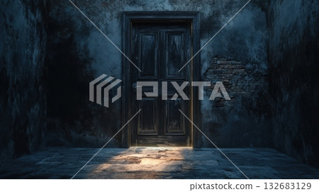 Mysterious Doorway Opening Into Darkness 132683129