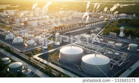Petroleum Refinery Is An Industrial Process Plant Petroleum Refinery Is An Industrial Process Plant 132683175
