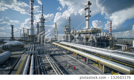 Petroleum Refinery Is An Industrial Process Plant 132683176