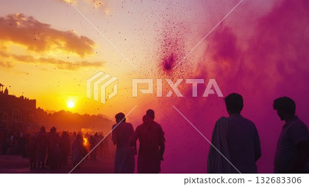 Artistic Depiction Of Holi Celebration 132683306