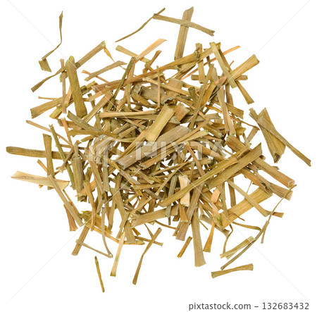 A handful of chopped and dried light green chives. Isolated background A handful of chopped and dried light green chives. Isolated background 132683432