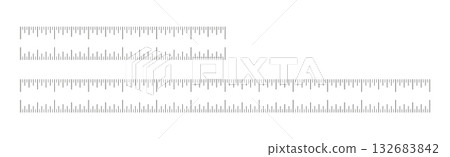 Measuring chart, ruler scale with 6 inch and 12 inches. Length measurement distance, height, math. Template of sewing tool. 132683842