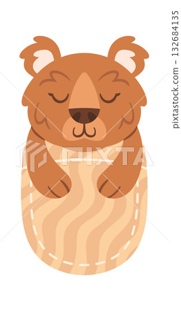 Cute sleepy bear under blanket 132684135