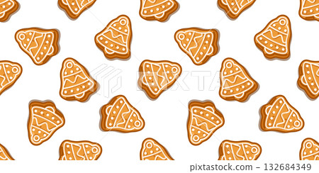 Seamless Gingerbread Bell Pattern Seamless Gingerbread Bell Pattern 132684349