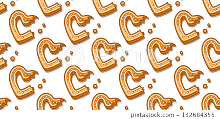 Seamless Bitten Gingerbread Mug Pattern 132684355