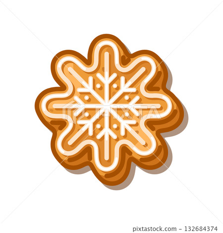 Gingerbread Snowflake Cookie Illustration Gingerbread Snowflake Cookie Illustration 132684374