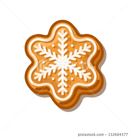 Gingerbread Snowflake Cookie Illustration Gingerbread Snowflake Cookie Illustration 132684377