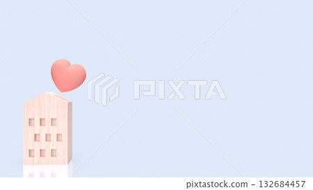 The House and Heart for Family or property concept 3d Rendering. 132684457