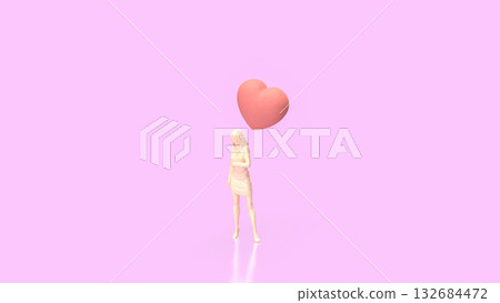 The Woman and Pink Heart for Love or Health concept 3d Rendering. The Woman and Pink Heart for Love or Health concept 3d Rendering. 132684472