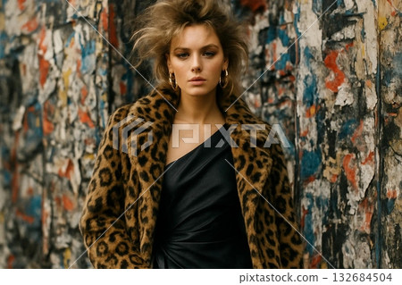 Portrait of Young Woman Against Bright Wall 132684504