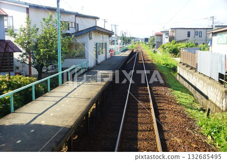 View from the train window of Yamagata Railway (Flower Nagai Line) Minami-Nagai Station 132685495