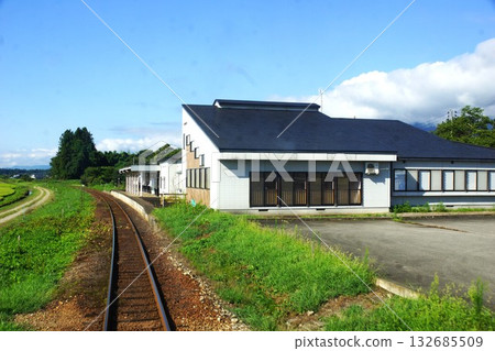View from the train window of Yamagata Railway (Flower Nagai Line) Ayugai Station 132685509