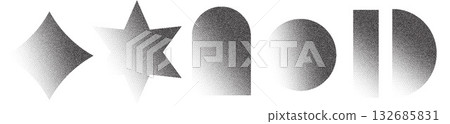 Minimal halftone geometric shapes with stipple shading Minimal halftone geometric shapes with stipple shading 132685831