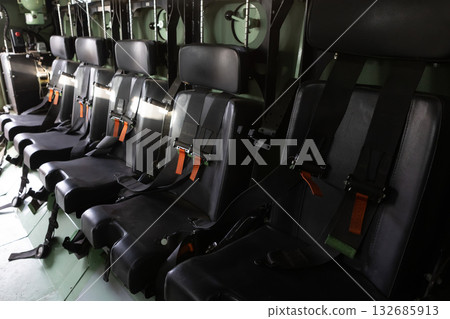 Seats in an armored transport. A concept for team readiness, deployment, and mission security. Seats in an armored transport. A concept for team readiness, deployment, and mission security. 132685913