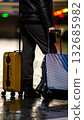 A traveler with colorful luggage. 132685982